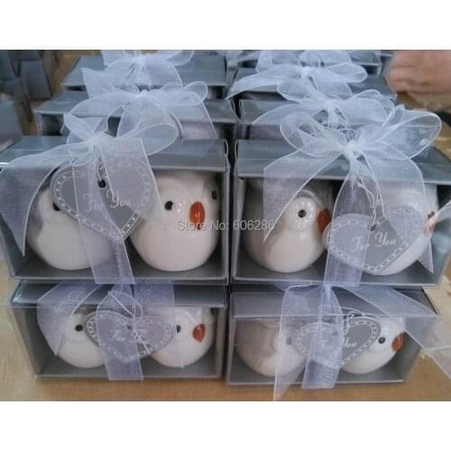 Free shipping 20pcs=10boxes ceramic wedding favors and gifts of porcelain owl salt pepper shaker sets, baby showers souvenirs