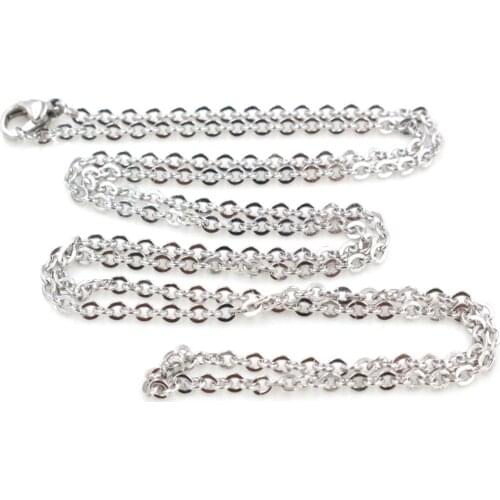 No Fade ) 5pcs /lot 3x2mm Man Women Chain Necklace 316L Stainless Steel O Link Pendant Necklace Fashion Jewelry 50CM 70CM Long