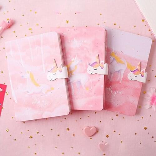 2019 New Cartoon Unicorn Hard Cover Kawaii Planner Pupils Notepad Notebook Office Stationery Cute Line Inner Page