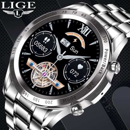2021 New LIGE Luxury Men Smart Watch TWS Heart Rate Blood Pressure Sports Fitness Music Watches Bluetooth Call Smartwatch Man