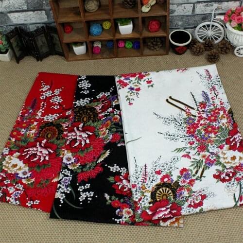 Handmade clothing ethnic style cotton linen printed cloth Chinese painting peony fabric sew pillow sofa accessories decorative