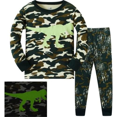 Long Sleeve Cotton Pijama Baby Boy Luminous Clothes Set Children Cartoon Dinosaur Pajama Kid Girl Clothes 3 To 8 Years Autumn