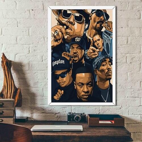 Hip Hop Rap Star Poster 2PAC Biggie Smalls Canvas Painting Legend Old School NWA Bands Art Prints Boys Room Decor Wall Pictures