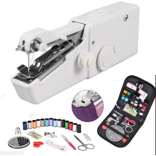 Portable Mini Hand Sewing Machine Electric Stitch Household Cordless Needlework Set for Quick Repairs DIY Clothes Stitchin