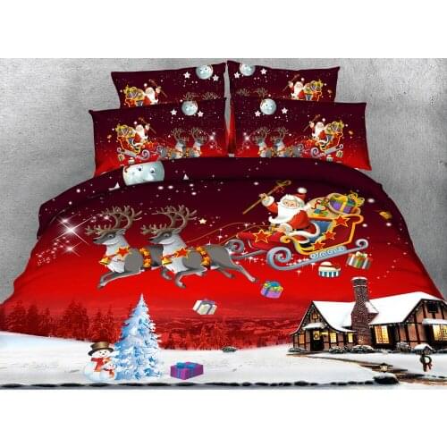 3pcs all kinds christmas bed linens X'mas bedding blue red santa clause quilt duvet covers single double queen king bedclothes
