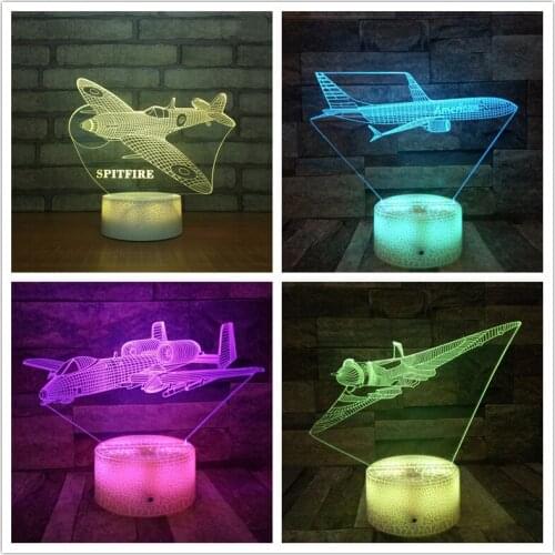 Aircraft 3D Table Lamp Remote 7 Colors Changing Led Night Lights Bluetooth Speakers Music Lamp Airplane Lighting Home Decor
