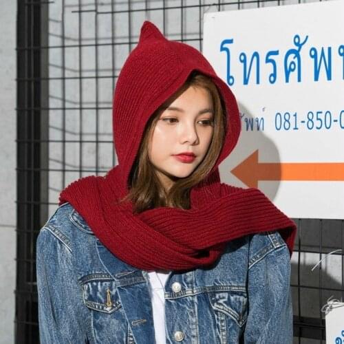 Hooded Scarf Autumn Winter Scarf & Hat Sets Unisex Soft Hooded Shawls and Wraps Thick Winter Gifts Head Scarf