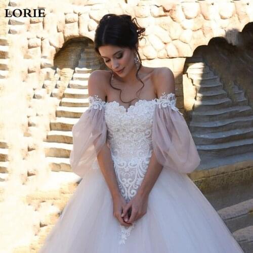 LORIE Lace Wedding Dresses Off The Shoulder A-Line Beach Bridal Gowns For Girls Boho Princess Corset Wedding Gown