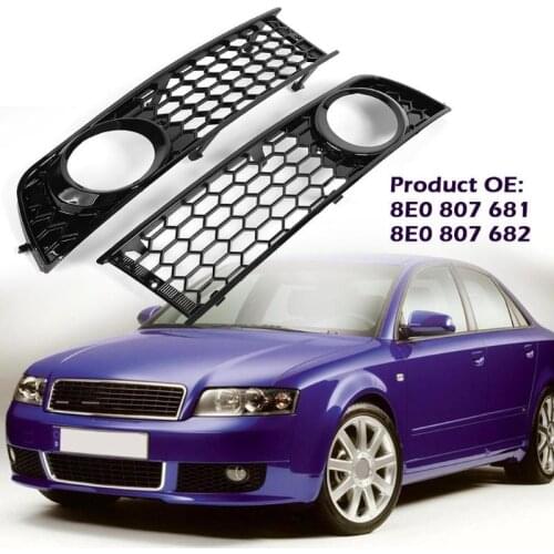 VODOOL Front Lower Side Fog Light Grille For 2002-2005 Audi A4 B6 Auto Car Remodel Grill Bumper GZ.E053L/R Car Styling Parts