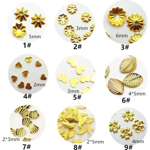 500pcs/pack Japan Flower Leaf Heart Rivet 3D Nail Art Decorations Metal Nail Accessories Alloy Nail Parts DIY Nail Supplies