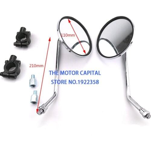 1 pair white round motorcycle mirror 10MM 8MM motorbike side mirrors moto univeral scooter rearview mirror