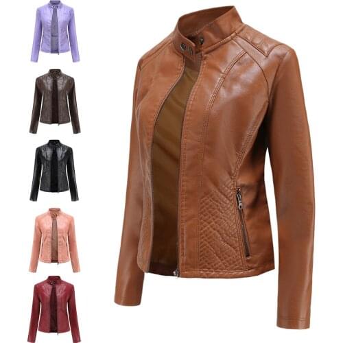 2021 New Arrival Women Autumn Winter Leather Jacket Oversized Boyfriend Korean Style Female Faux Coat Outwear Black Bike Jacket
