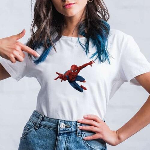 Women Short Sleeve T-Shirts Cartoon Spiderman Print Female Summer Clothes Casual Tee Top Dropship Clothing