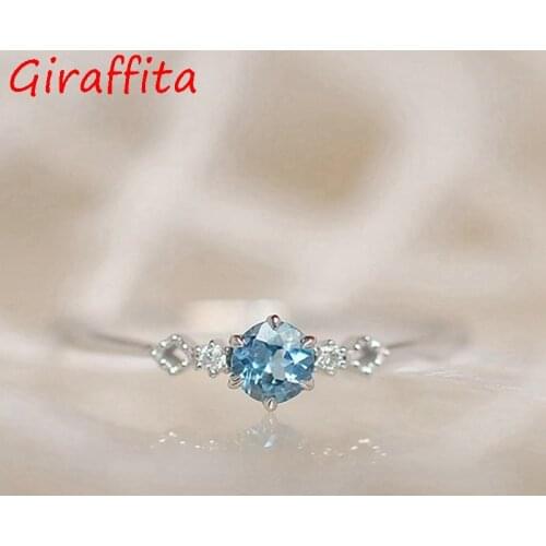 Fashion Womens Ring Finger Jewelry Natural Aquamarine Ring Europe and America Topaz Ring 5/6/7/8/9/10/11 Size