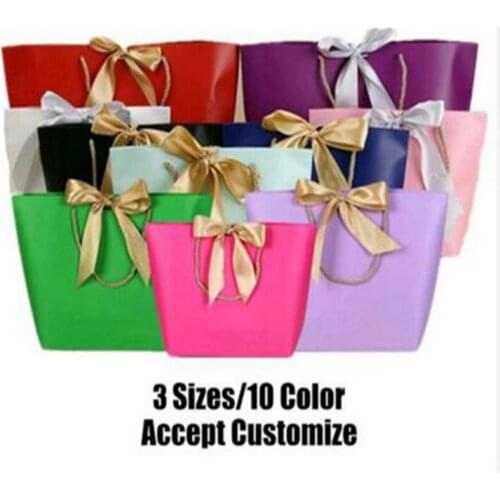10pcs/lot Paper Gift Bag With Handle Wedding Birthday Party Gift Package Bags Christmas New Year Wholesale