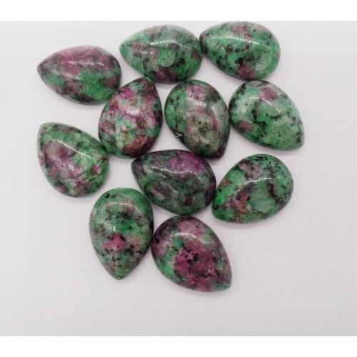100Pcs 18x13x6mm Rose&Green Ruby in Fuchsite Teardrop Cab Cabochon For DIY Jewelry Making Necklace Accessories Boutique Gift