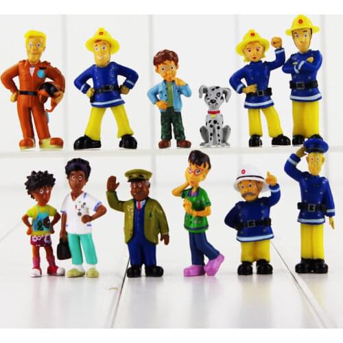 12pcs/lot fireman sam 3-6cm pvc figure decration accessory pendant toy for kids
