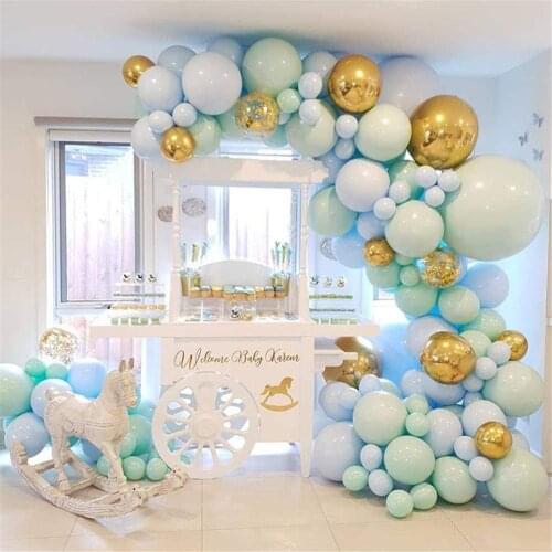124pcs/set Macaron Blue Pastel Balloons Garland Arch Kit Confetti Birthday Wedding Baby Shower Anniversary Party Decoration