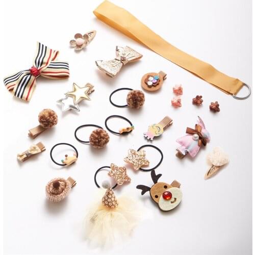 17 Pcs Cute Korean Style Bow Elk Baby Girl Headband Kids Headwear Hairpin Set Head Bands Accessories