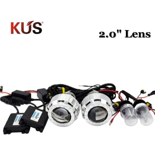 2pcs 2.0 inch Bi xenon Projector Lens Mini Gatling Gun Shrouds LHD RHD Headlight 35W H1 hid xenon kit H7 H4 H1 car styling