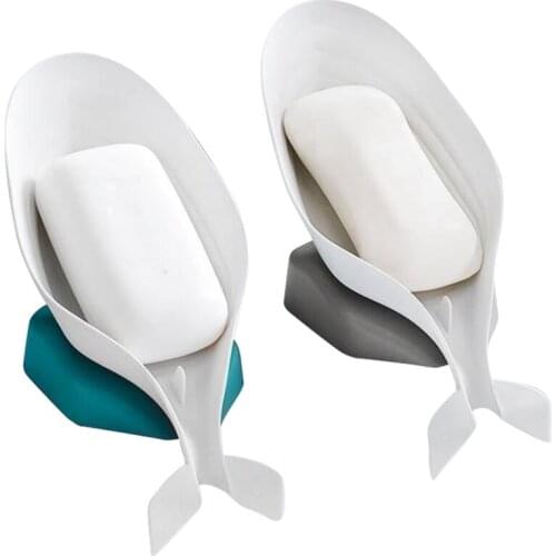 Whale Shape Soap Box Cute Kitchen Dish Brush Racks Non-Slip Bathroom Soap Holder Tray Holder Case Container 2 Pack