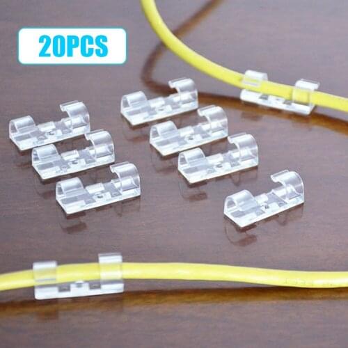 20pcs Self-Adhesive Cable Clips Drop Wire Holder Charging Data Cord Management Organizer Car Interior Storage Accessories