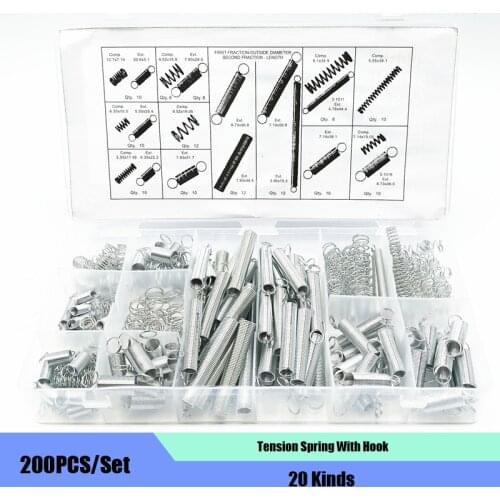 200PCS/Set 20Kinds Tension Spring With Hook Assortment Spare Parts