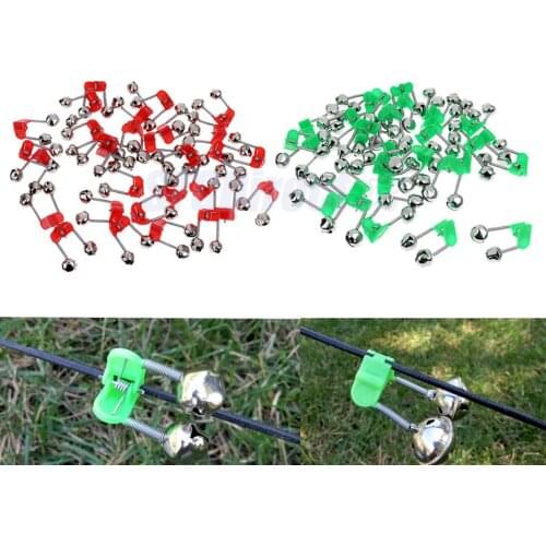 30 Pcs Fishing Bite Alarms Fishing Rod Bells Rod Clamp Tip Clip Bells Ring Green ABS Fishing Accessory