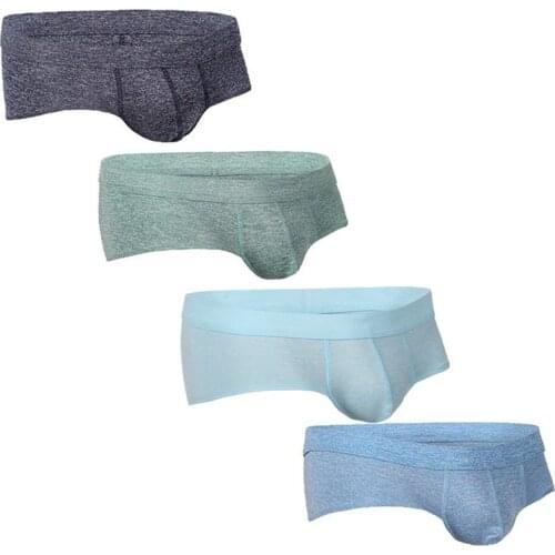 4PCS/Lot Sexy Men Underwear Briefs Cotton Breathable Low Rise Underpants Bulge Big Pouch Shorts Male Panties Swimwear Nightwear