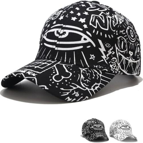 Unisex Korean Cotton Summer Outdoor Sunhat Fashion Mens All-macth Casaul Sport Cap Personality Graffiti Adjustable Baseball Cap