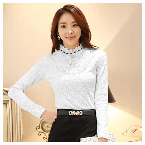 Women Blouse Winter Long-Sleeved Lace Shirt Blusas Ropa De Mujer