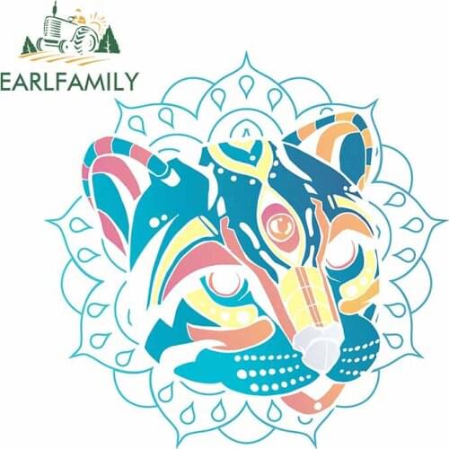 EARLFAMILY 13cm x 12.8cm For Blue Mandala Cat Car Repair Sticker Funny Decal Bumper Car Assessoires Decals Decoration