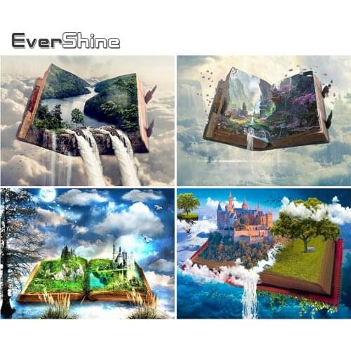 EverShine DIY Full Square Diamond Embroidery Landscape Diamond Painting Book Mosaic Waterfall Picture Of Rhinestones Wall Art