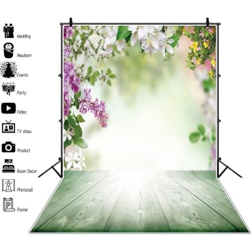 Laeacco Spring Flowers Wooden Floor Children Portrait Photography Background Backdrop For Photo Studio Props Photocall Photozone