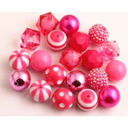 Kwoi vita AM-05 Hotpink Color Custom Design Mix Acrylic beads for Kids Chunky beaded Necklace Jewelry 20mm 50pcs A lot