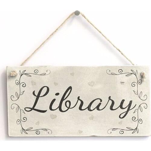 Meijiafei Library - Rustic Country Home Door Sign /Plaque Reading Room 10"x5"