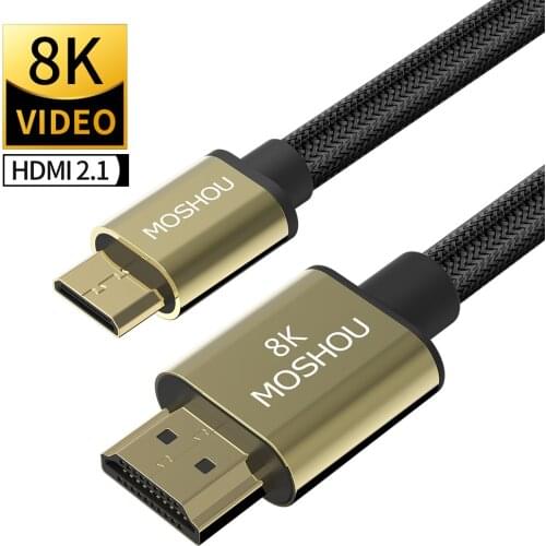 Mini HDMI to HDMI Cable MOSHOU 8K@60Hz 4K@120Hz