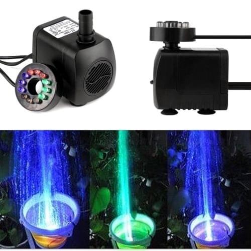 Mini Water Oxygen Pump Waterproof LED Light Garden Fountain Aquarium Ultra-Quiet Power Cord Adjustable Water Flow Rate