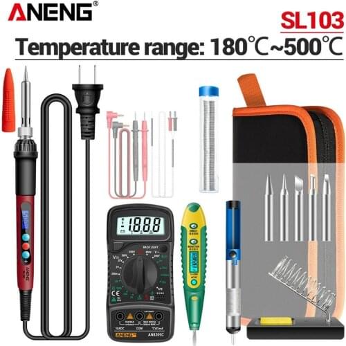 ANENG SL103 110V/220V 16PCS LCD Digital Display Screen Multi-function Electric Soldering Iron Adjustable Temperature Soldering
