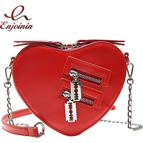 Fashion Women Purses and Handbags Red Love Heart Shape Shoulder Bag Ladies Chain Crossbody Bag Pu Leather Clutch Bag Tote Bag