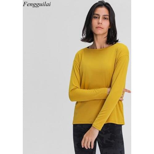 New Double-Sided Loose Long Sleeve Womens Slim Breathable and Simple Sports Training and Fitness Top Causal t Shirt