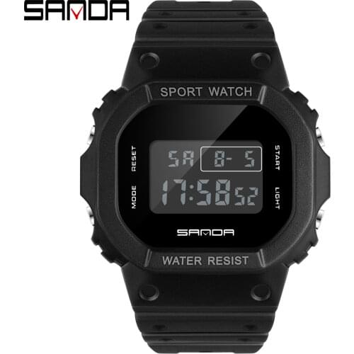 SANDA New Men Digital Watch Pedometer Calorie Fitness Waterproof student Sports watch Stopwatch timing Alarm clock Mens watch