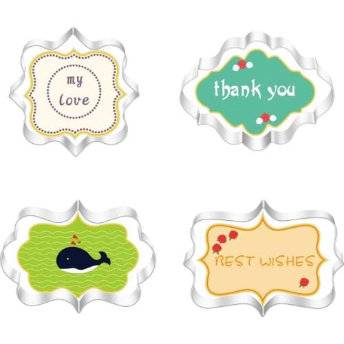 Four Diffrent Frame Cookie Cutter Stainless Steel Biscuit Cut Mold Baking Fruit Cut Cake Mold Embossing Printing Die