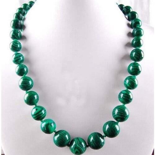 6-14mm Green Gorgouese Malachite Gem Round Beads Necklace 18"