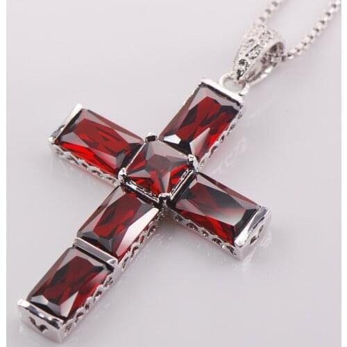 Cross Garnet 925 Sterling Silver Fashion Jewelry Pendant TE428