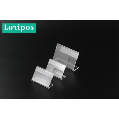 L-shape Clear Acrylic Tag Stand Desktop Menu Price Name Sign Label Display Holder 4 x 2cm 50pcs