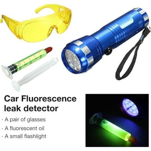 R134a Refrigerant A/C Uv Dye Leak Detection Automotive Air Conditioning Repair Tools Flashlight Protective Glasses Set