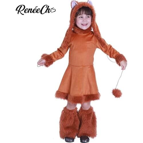 Reneecho Cute Animal Cosplay for Girls halloween costume for kids Child Fox Costumes Winter Toddler Dress Carnival Party Outfit