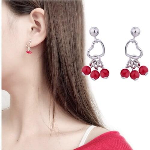 Pendientes Mujer Earrings for Women серьги 2021 тренд Korean Fashion Love Red Earrings Kolczyki Boucle Oreille Femme Damskie