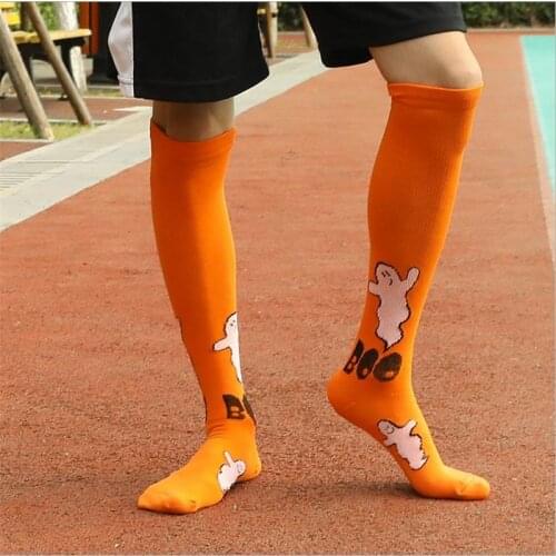 Unisex Halloween Sports Socks Adults Printed Knee-high Compression Socks for Running Cycling
